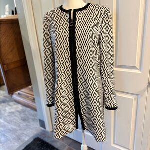 Diamond jacquard lined zip topper